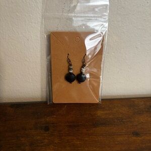 Black and White Beaded Dangle Earrings